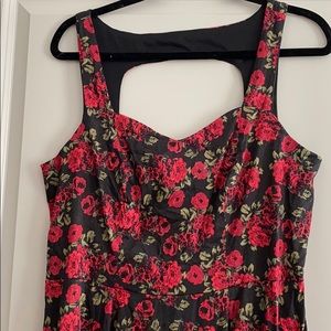 Black with Rose print dress